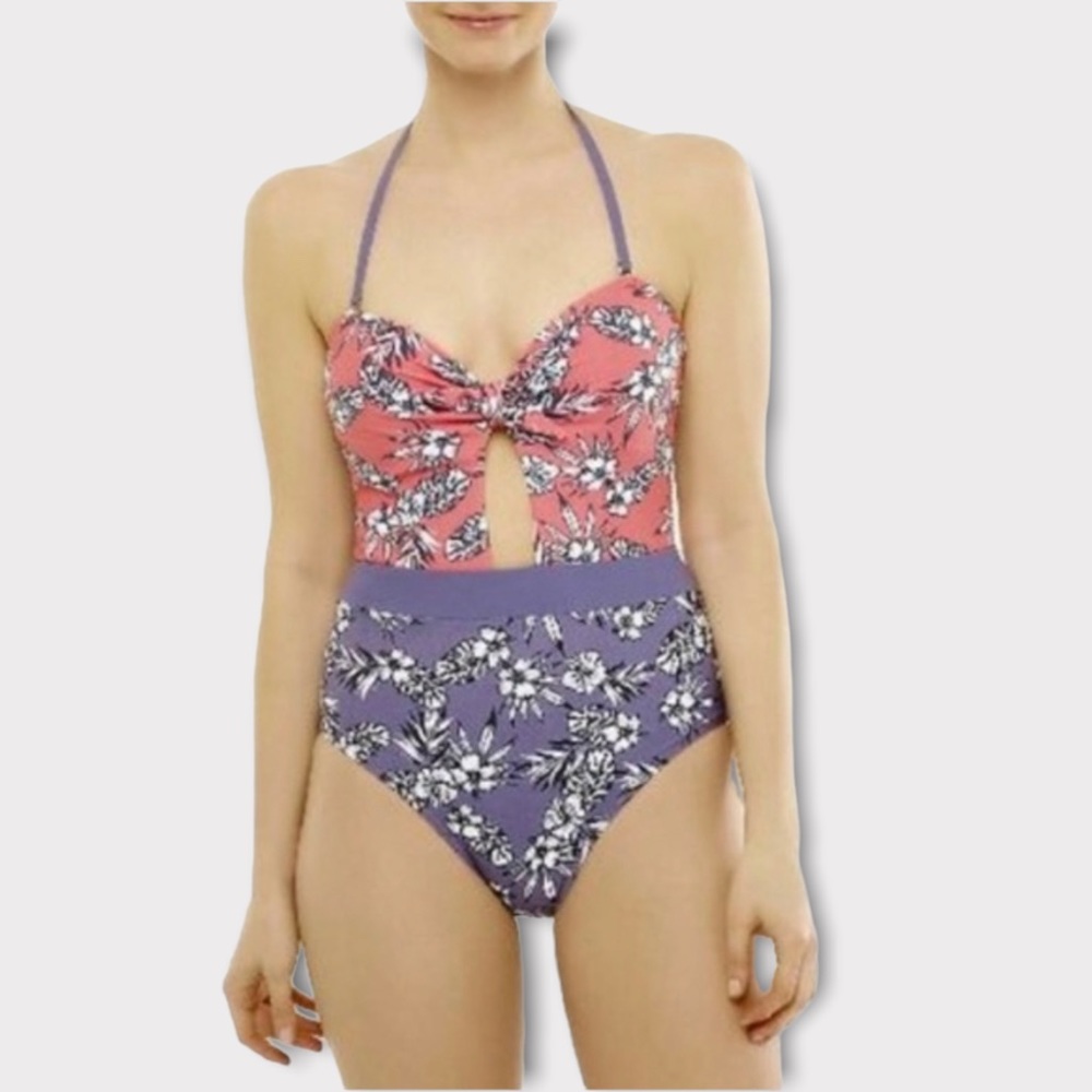 Ninety Six Degrees Botanical Floral Bandeau One-piece Swimsuit